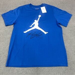 Nike Air Jordan Mens Jumpmman Flight T-Shirt Large Blue White Short Sleeve New
